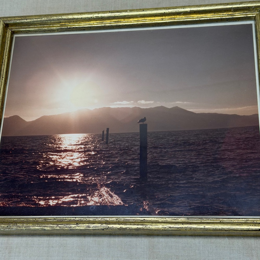 Vintage Framed‎ Sunset Photography Pair Gold Tone Frames Wall Decor 1980s - Picture 10 of 11